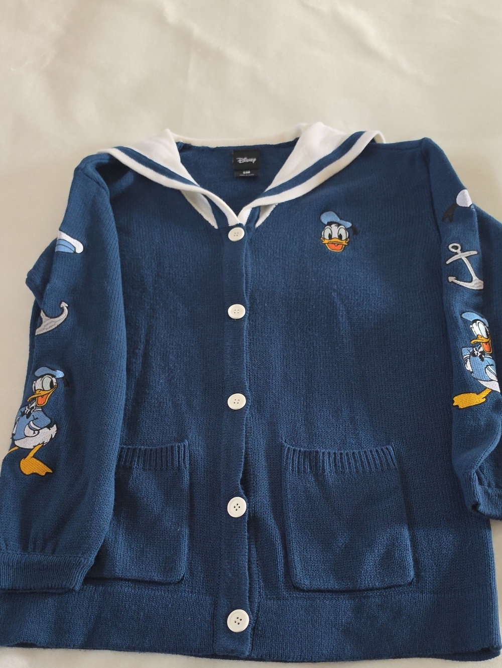 Disney Navy Blue Donald Duck Sailor Collar Cardigan Sweater